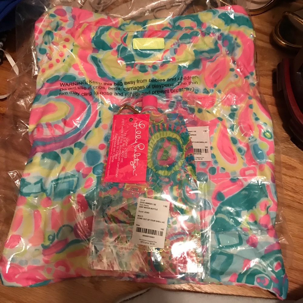 Lilly pulitzer gwp backpack and water bottle