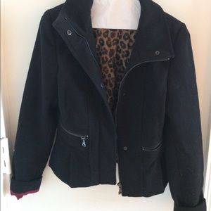 Express winter jacket. Black with leopard lining