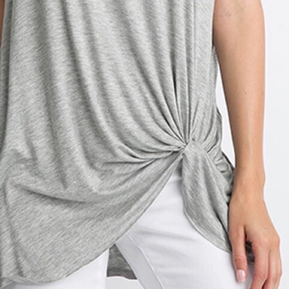 🔹Last One🔹Heather Gray Twist Front Tunic Top - Picture 4 of 5