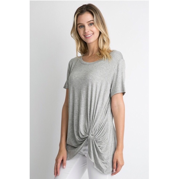 🔹Last One🔹Heather Gray Twist Front Tunic Top - Picture 2 of 5