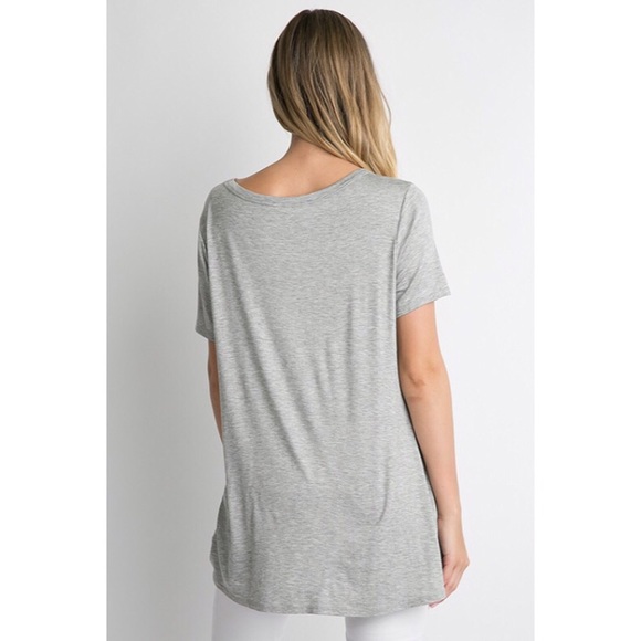 🔹Last One🔹Heather Gray Twist Front Tunic Top - Picture 3 of 5