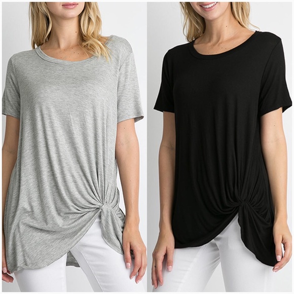 🔹Last One🔹Heather Gray Twist Front Tunic Top - Picture 5 of 5