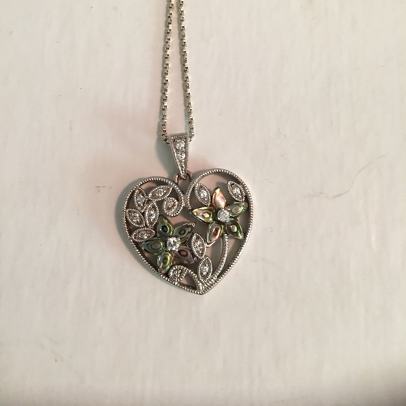 Silver Floral Heart Necklace - Picture 2 of 3