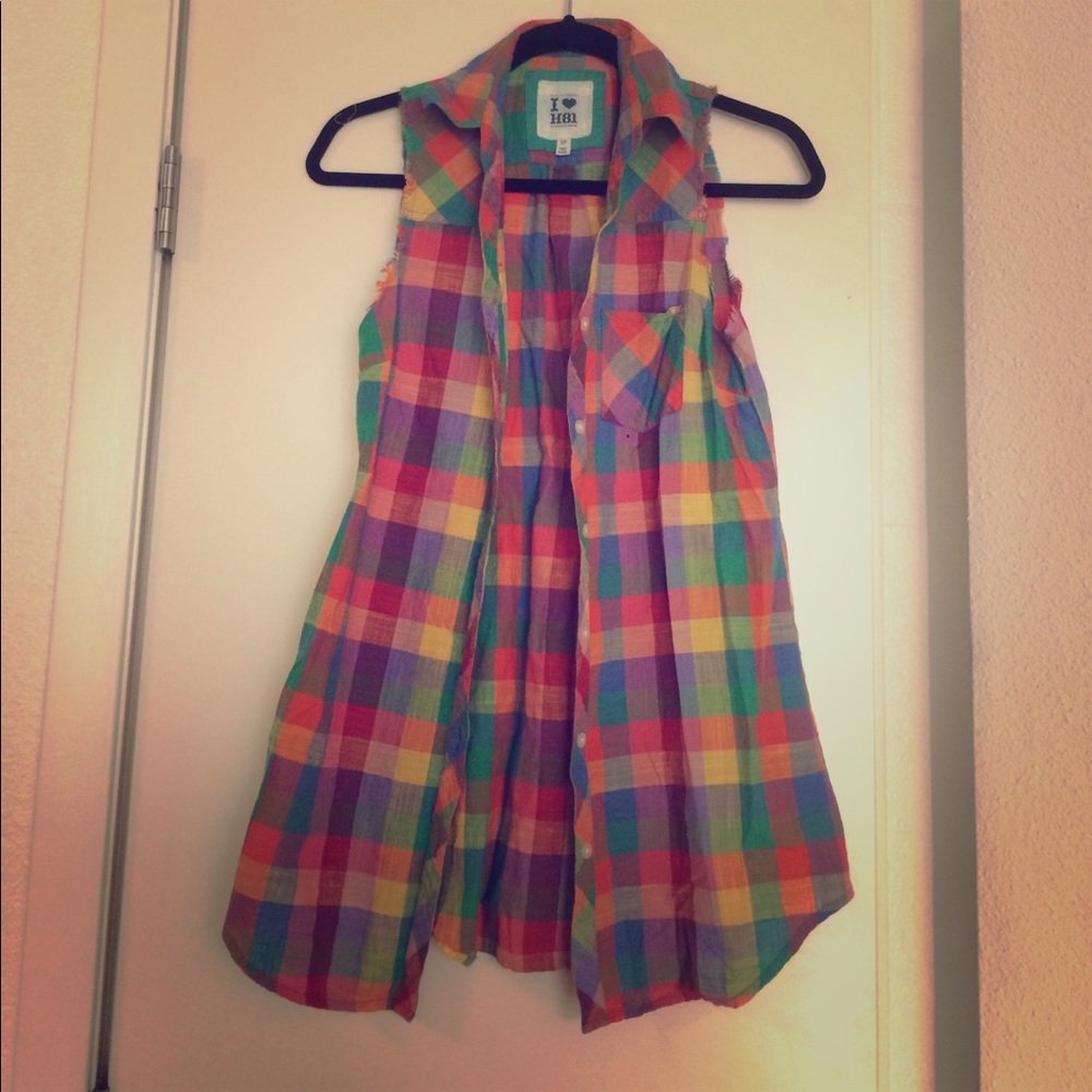 FREE Colorful button down tank top