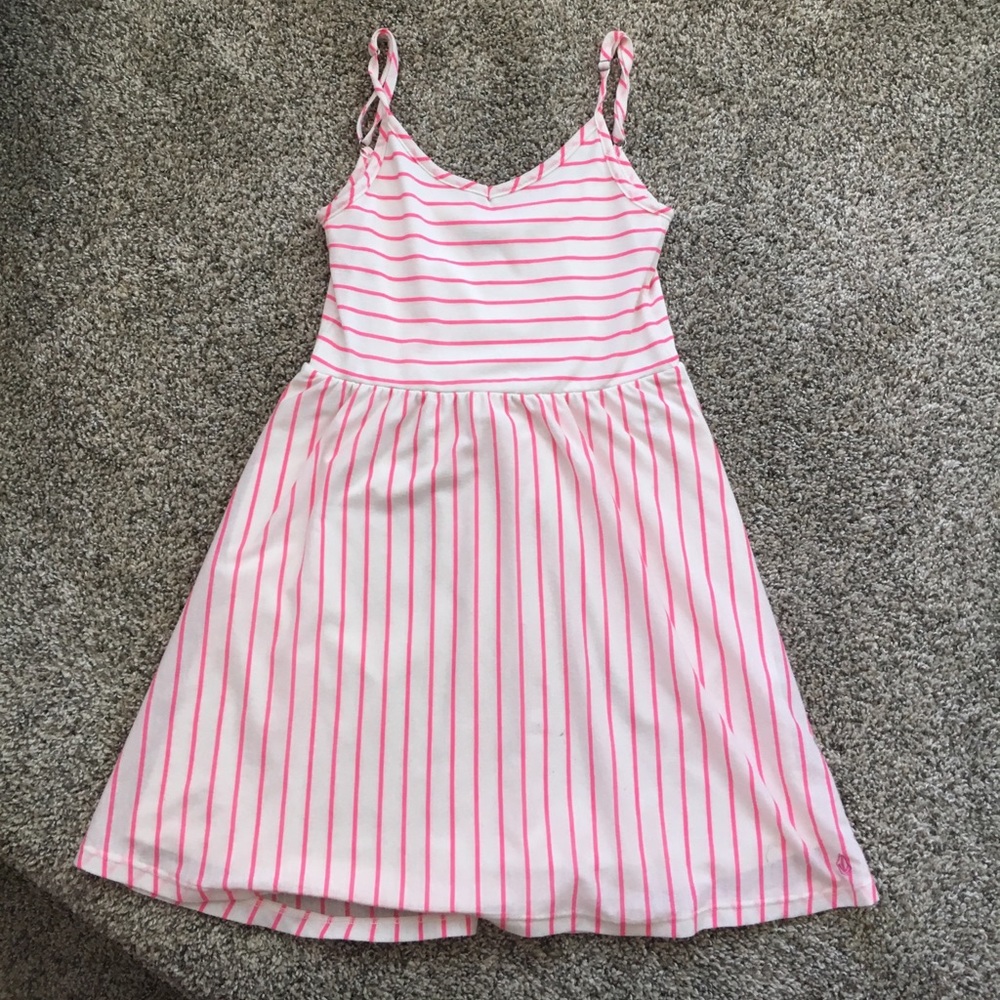 Volcom Pink and White Summer Dress (Size Small)
