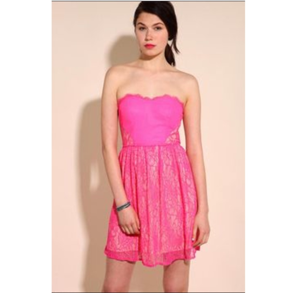 CLEARANCE Silence + Noise Lacy Pink Sweetheart Dress