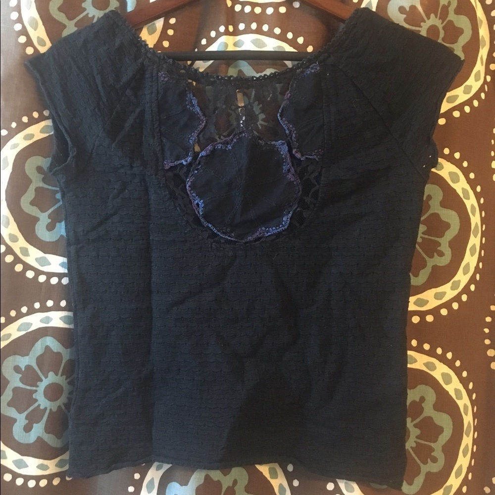 Black lace back Free People top