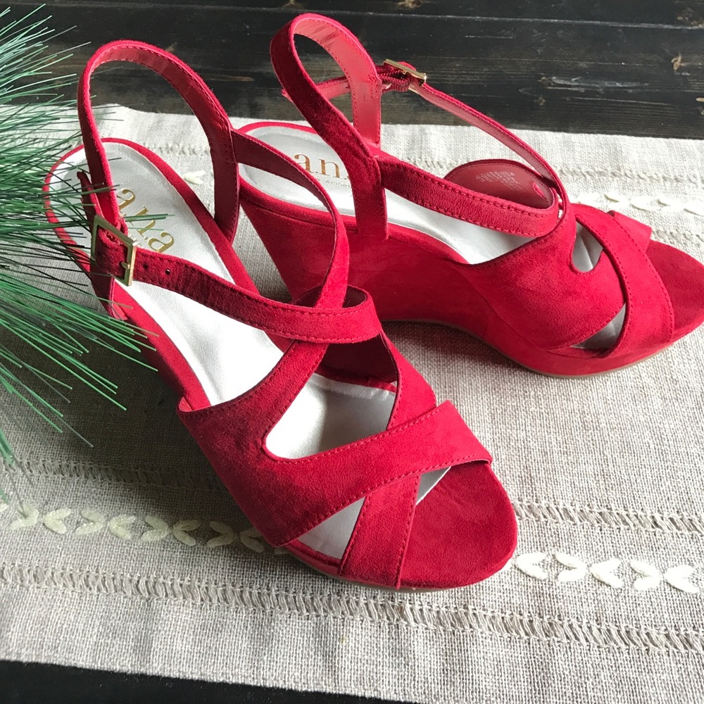 Red wedge heels size 7