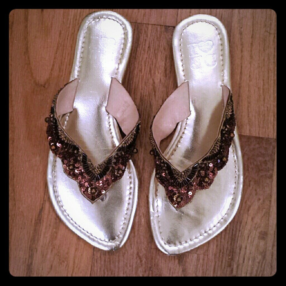 I heart Jeffrey Campbell brown sequins sandals.