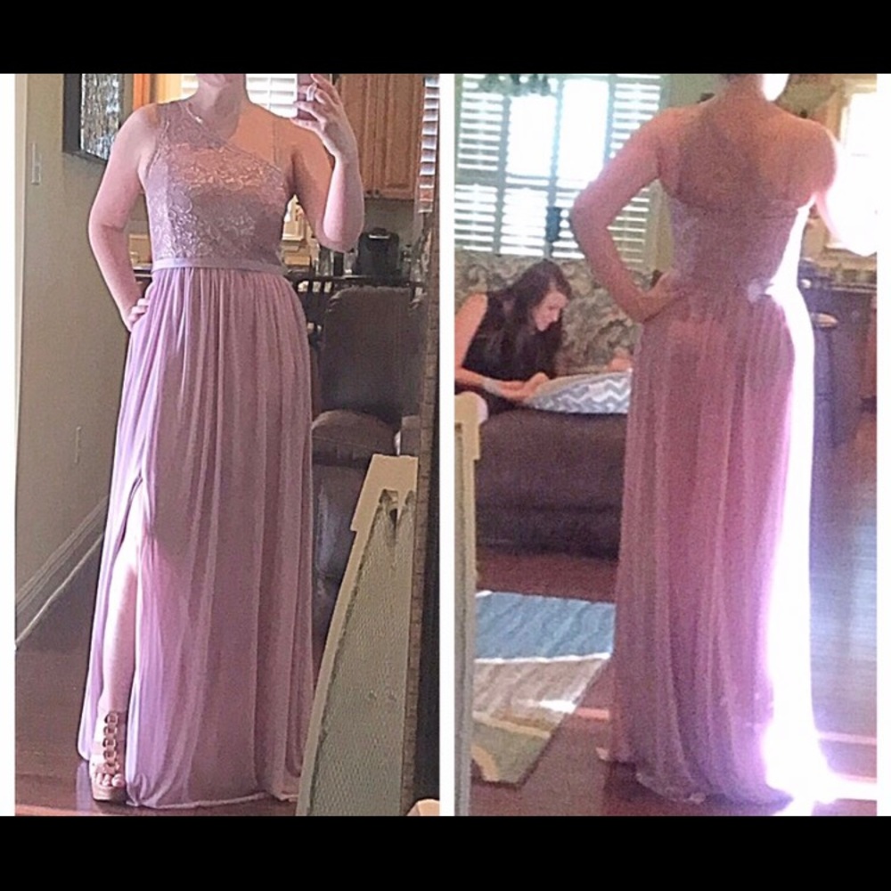 Rose Gold Metallic Davids Bridal bridesmaid dress