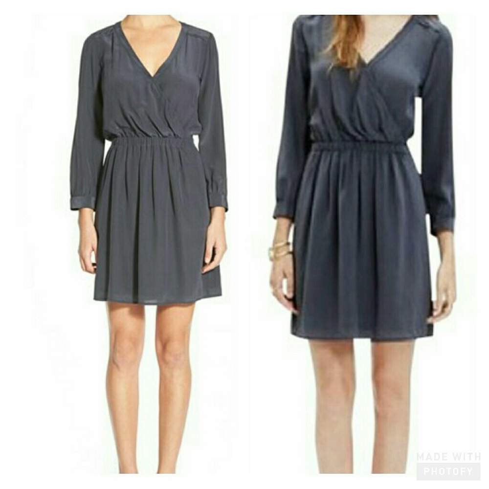 Madewell Silk Faux Wrap Gray Dress Size 6