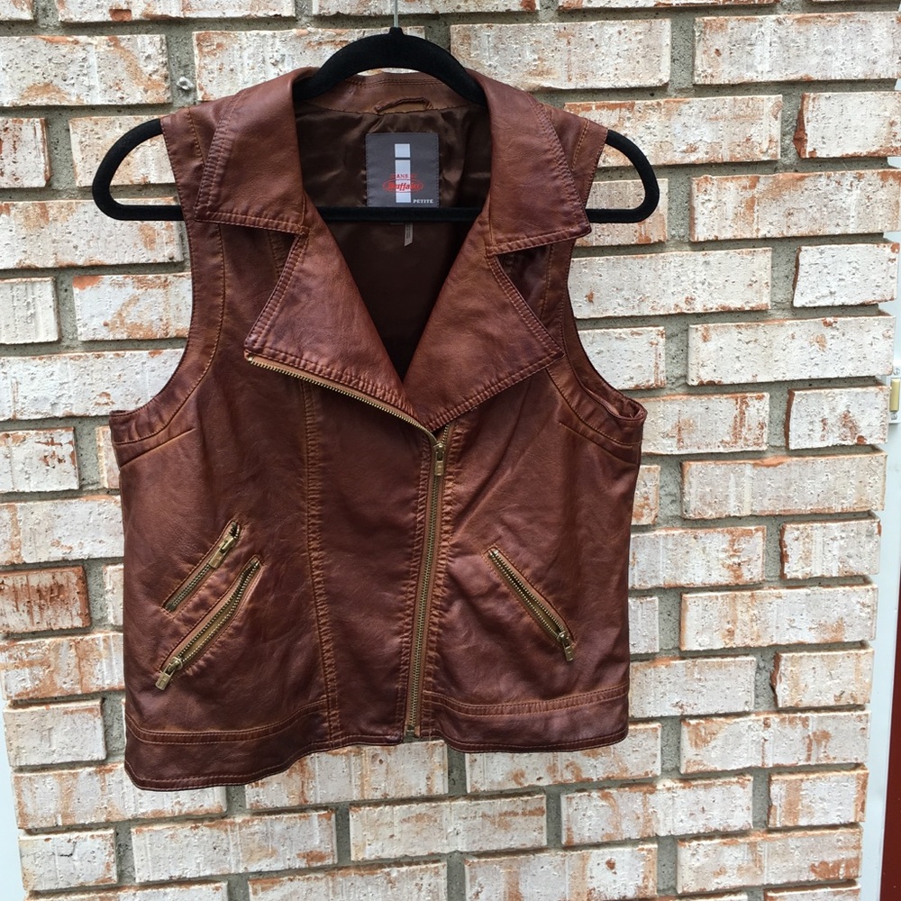 Brown leather vest