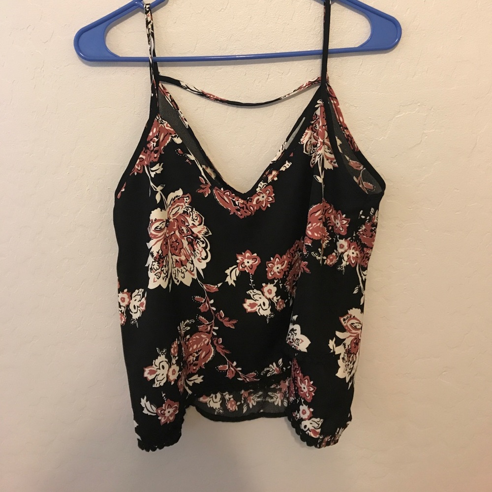 Floral black crop top