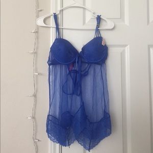 Blue lingerie. NEVER WORN! Smoke free home.
