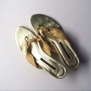 Laundry Shelli Segal Gold Kitten Heel Sandal • 8.5