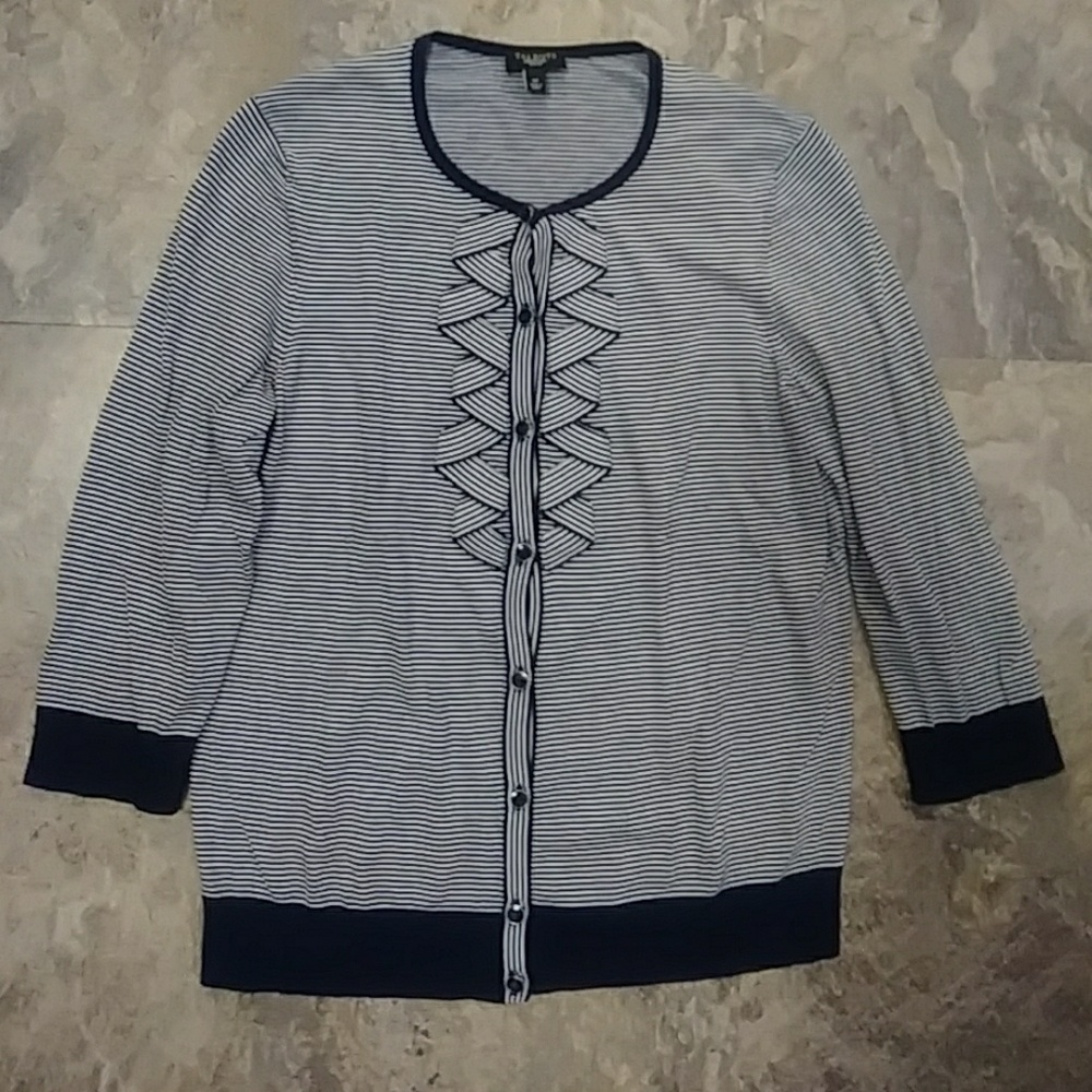 Navy/White Talbots Striped Sweater