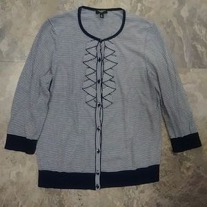 Navy/White Talbots Striped Sweater
