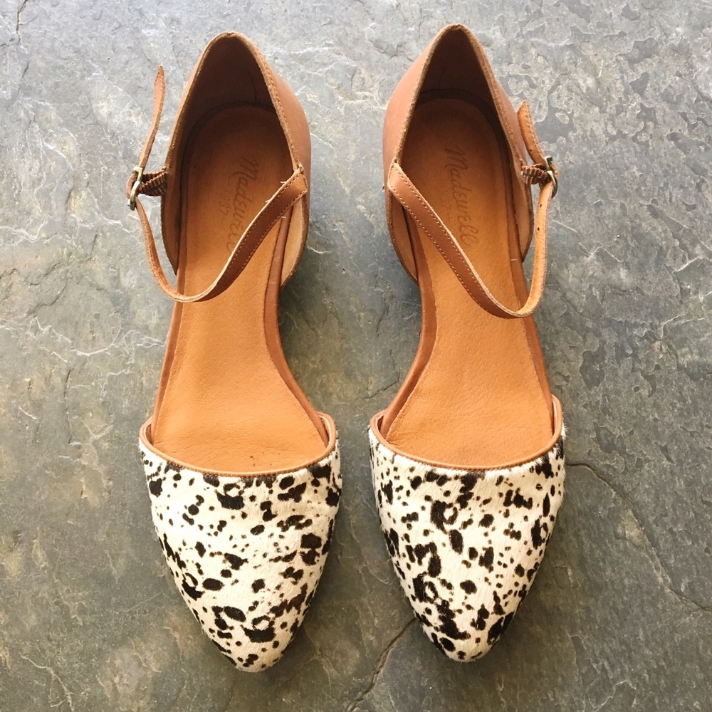 Madewell Ankle Strap Mini Wedge Tan Leather Flats