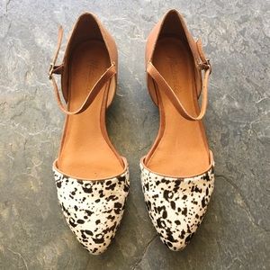 Madewell Ankle Strap Mini Wedge Tan Leather Flats