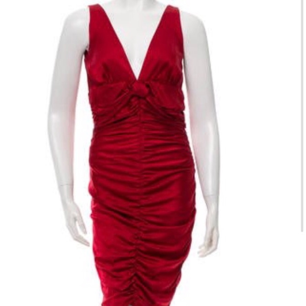 Miguelina Ruched Red Dress - Size Large