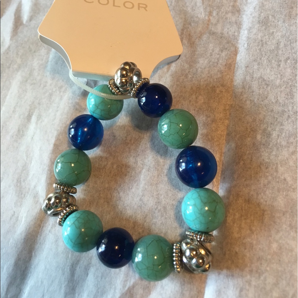 Color turquoise & navy stretch bracelet