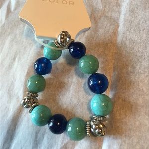 Color turquoise & navy stretch bracelet