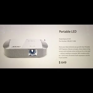 ACER K137i PORTABLE LED PROJECTOR MR.JKX11.006