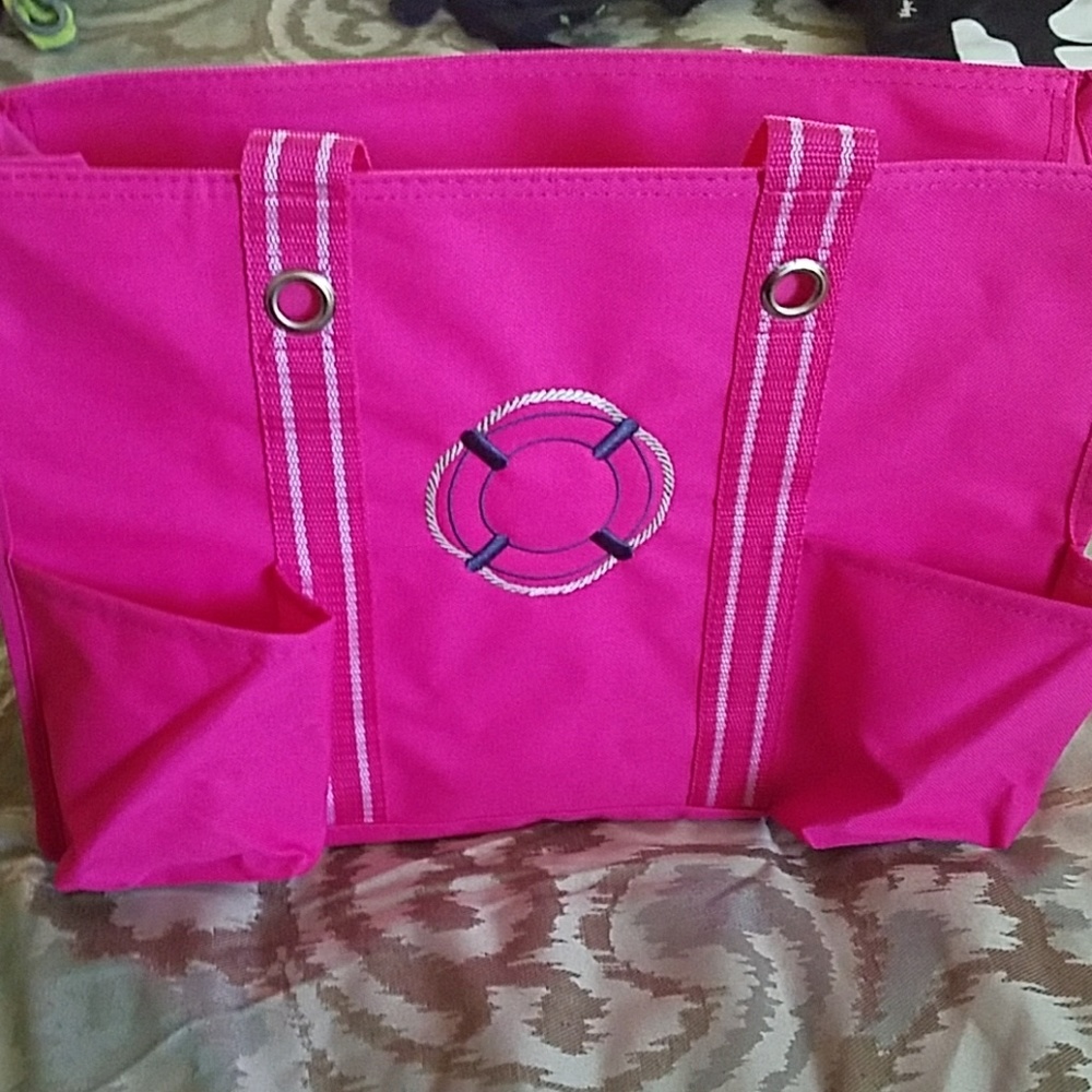 Thirty-One Pink Zip Top Utility Tote