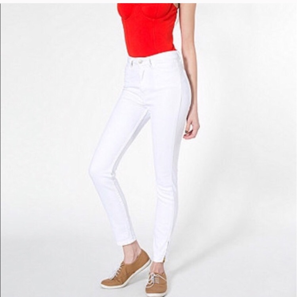 American Apparel  white high waist skinny jeans