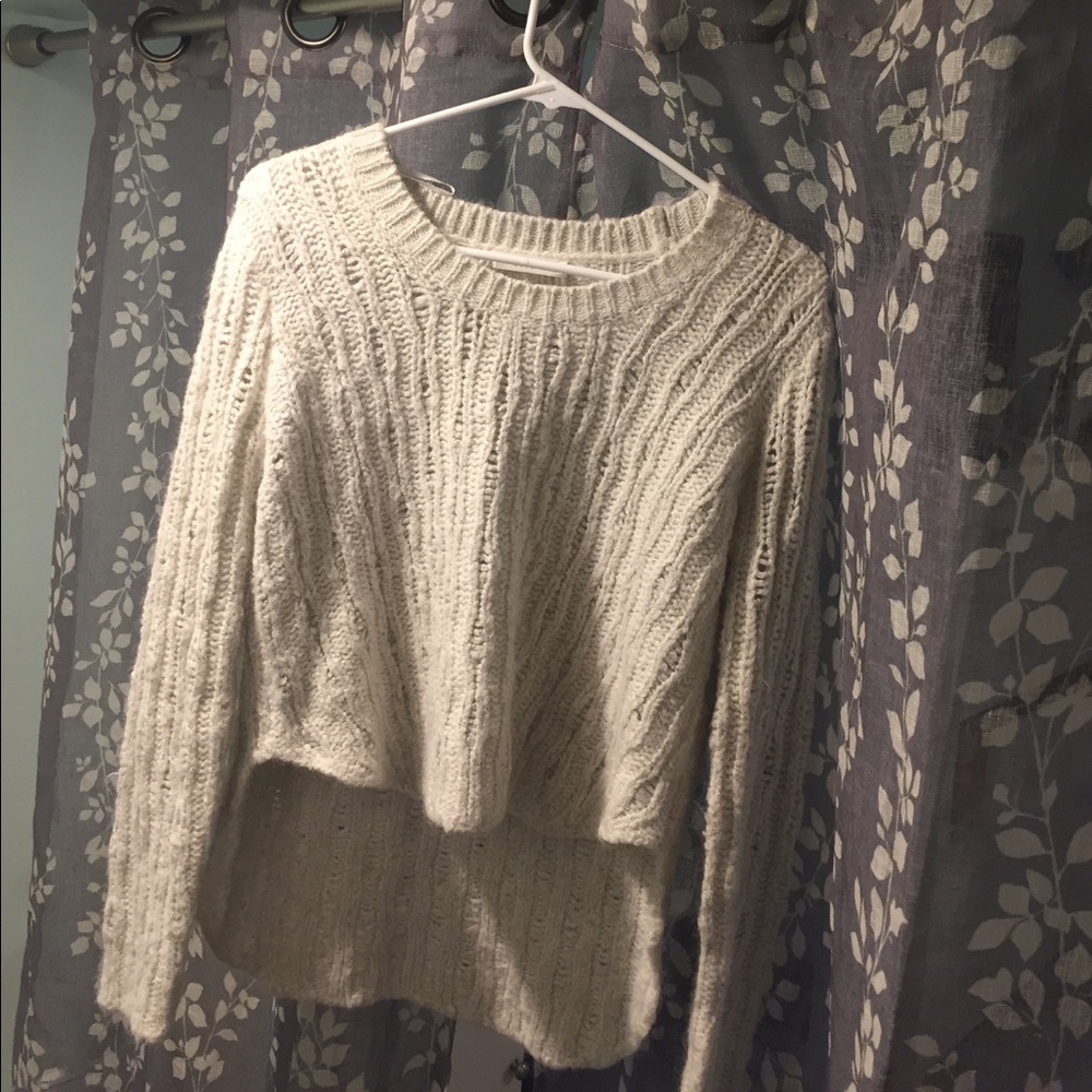 Light Gray/White High Low Sweater