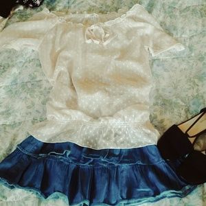 Sheer White Polka Dot Blouse