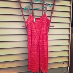 Orange dress with tribal print straps💥