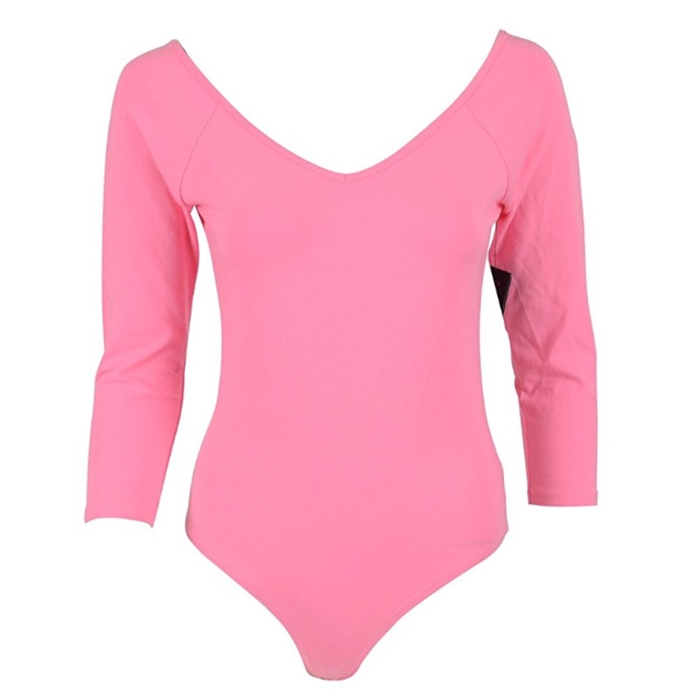 NWT GUESS 3/4 Double V Neck Bodysuit/Leotard