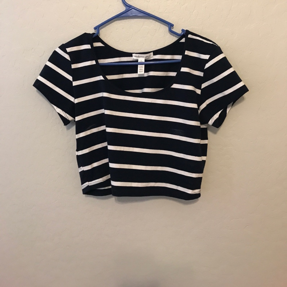 Navy and white crop top