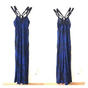 Blue leopard print maxi dress
