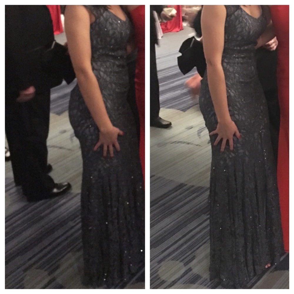 Camille La Vie Navy Lace Gown