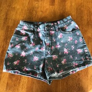 Black faded, floral Urban Outfitters shorts
