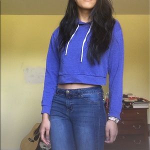 Royal Blue Crop Top Hoodie Sweater