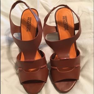 Brown stacked heel sandal