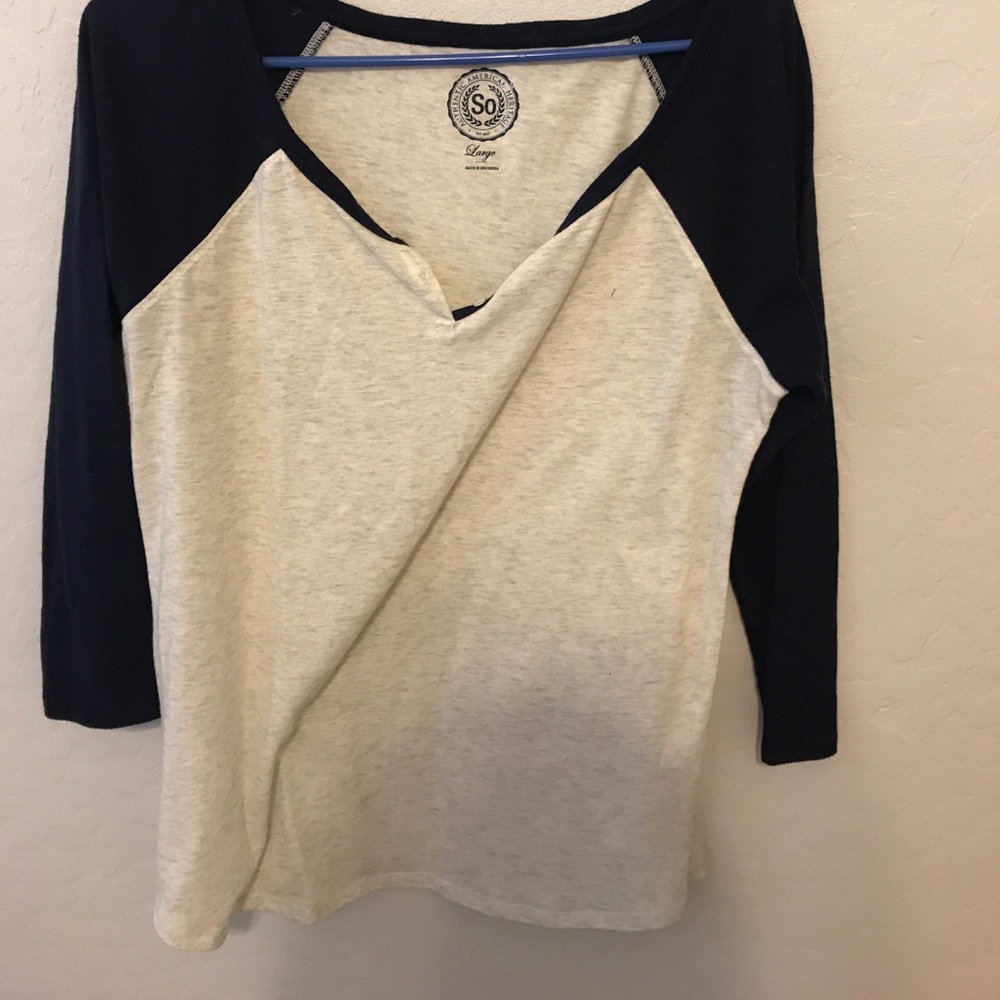 Navy and off white basketball tee