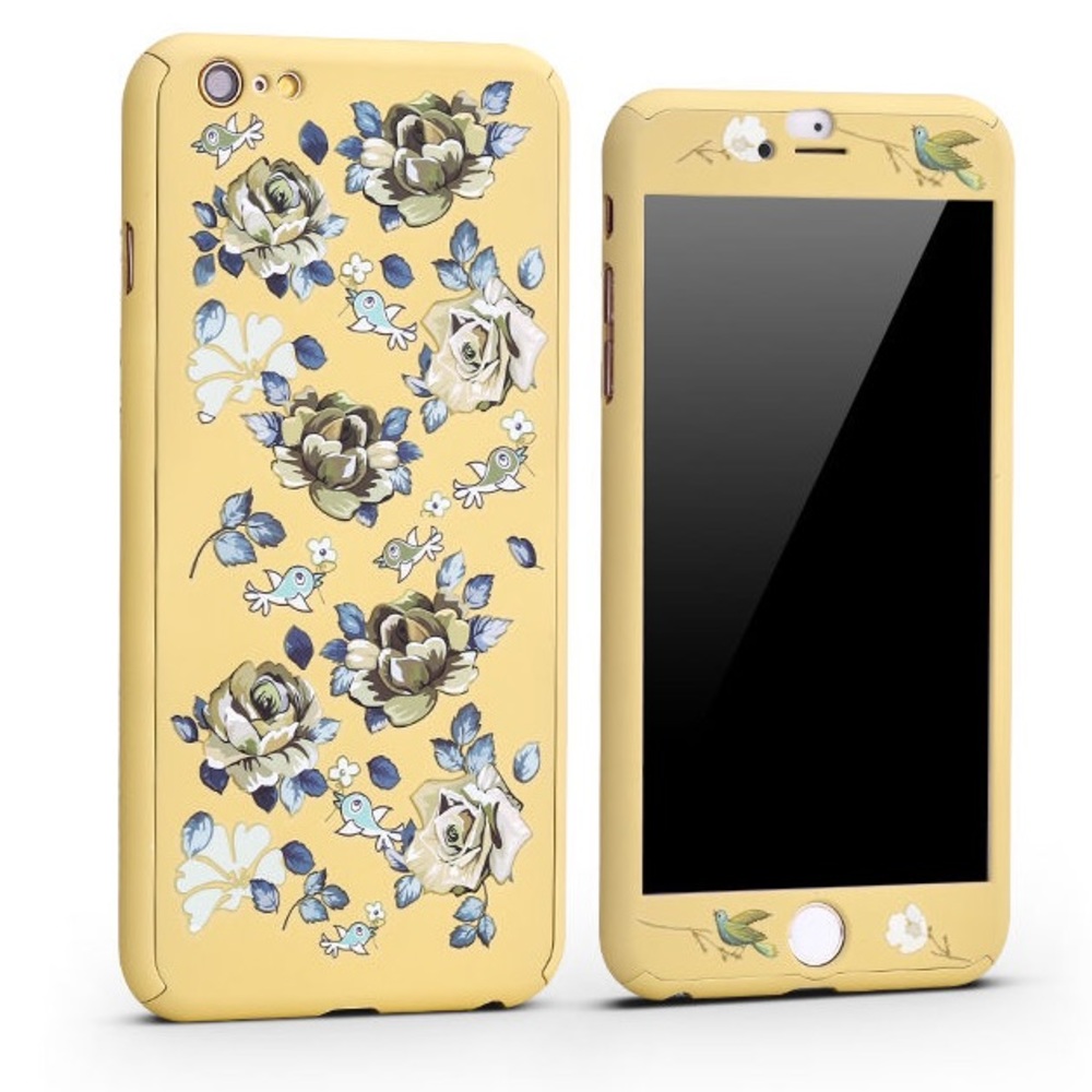 360 Flower & Bird Protective iPhone case + Glass
