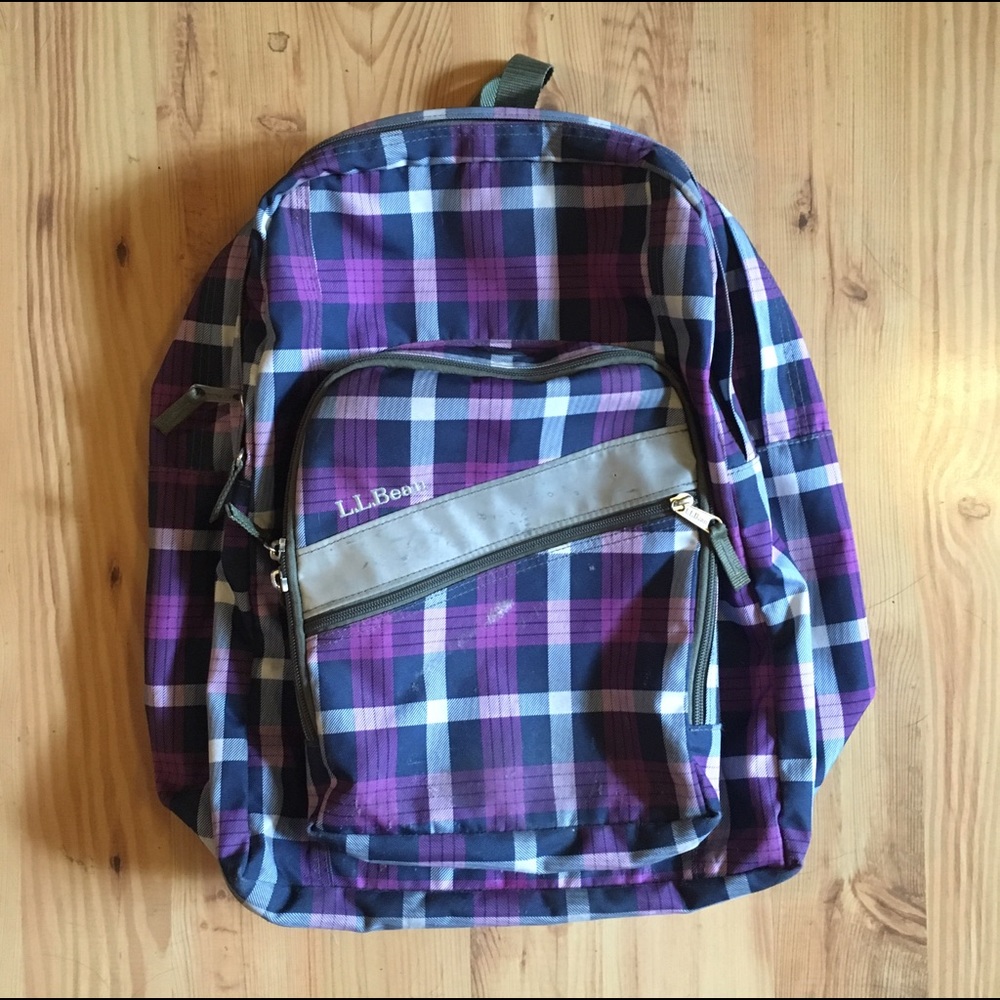 L.L. Bean Deluxe plaid backpack