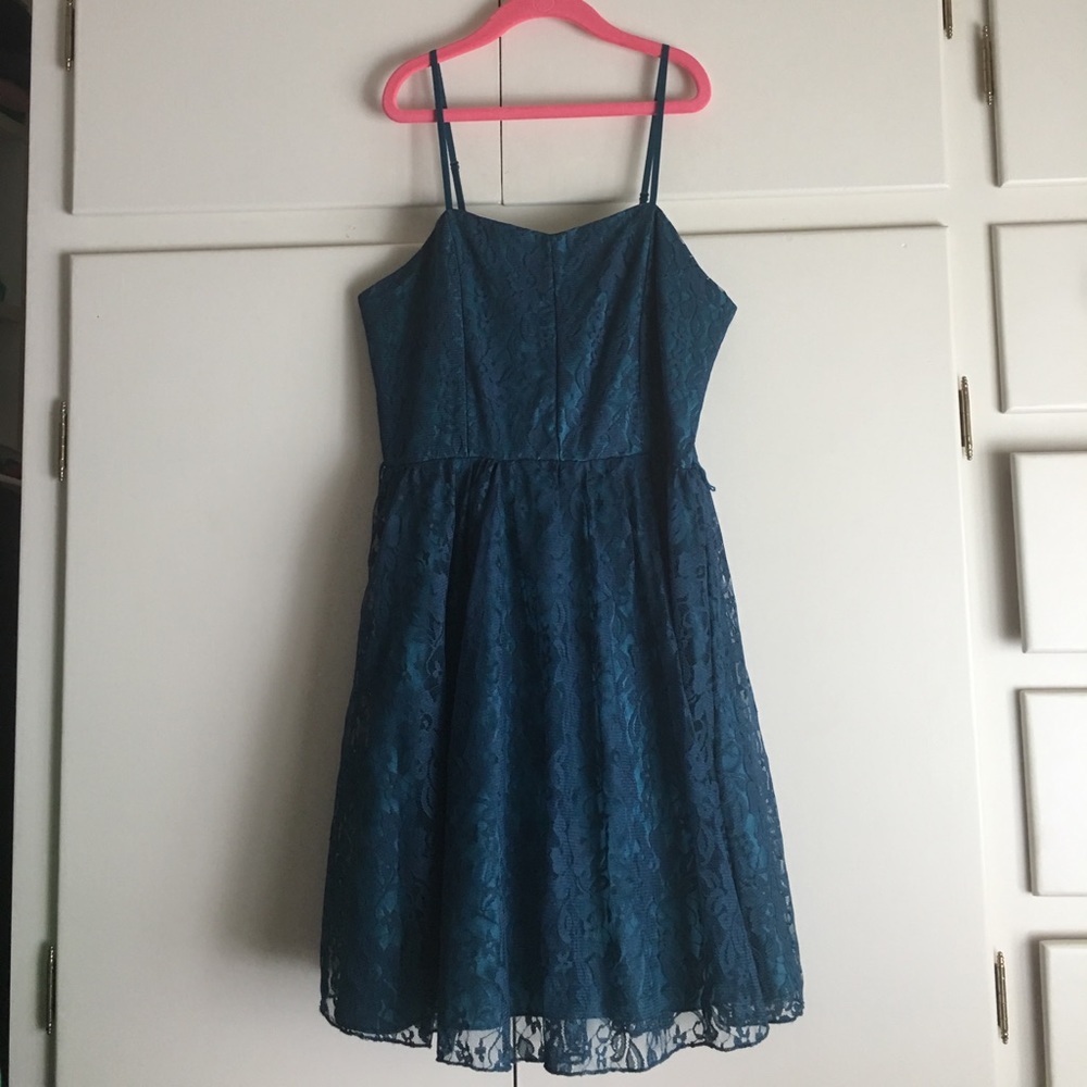 Aqua blue lace dress
