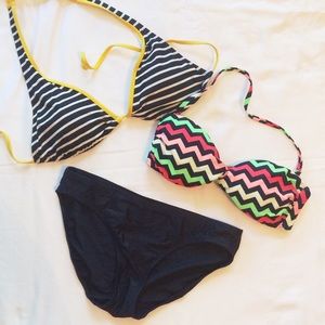 MOVING SALE Bikini bundle- navy, chevron, stripes