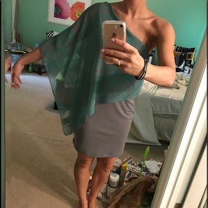 Unique Teal and gray one shoulder dress