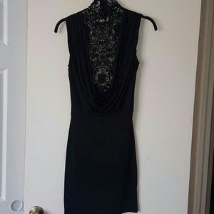 Elegant fitted black cocktail dress