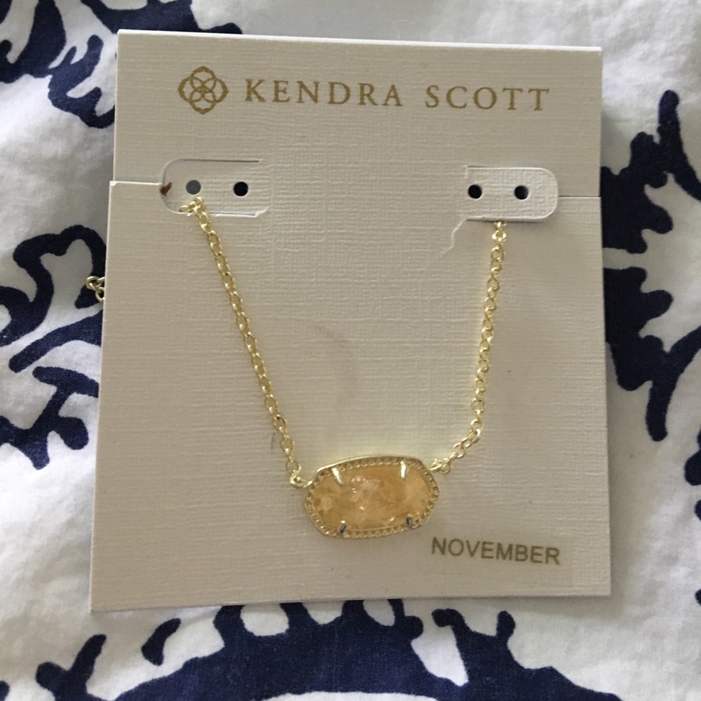 NWT Gold Chain yellow stone Pendant Kendra Scott