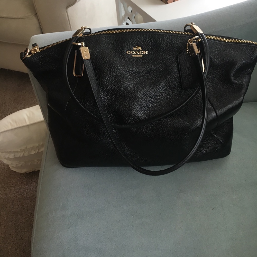Black leather coach purse