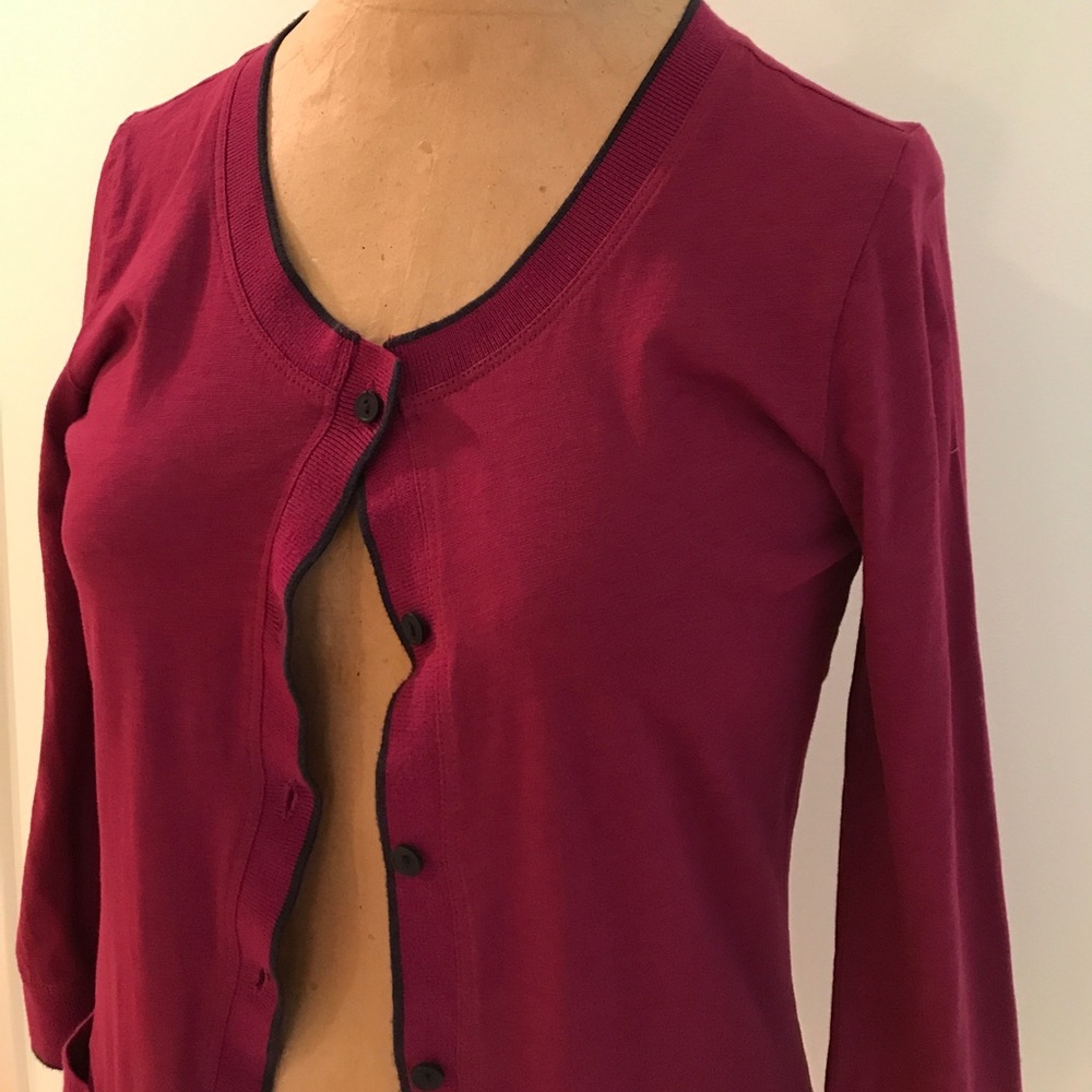 THEORY plum cardigan button-down sweater