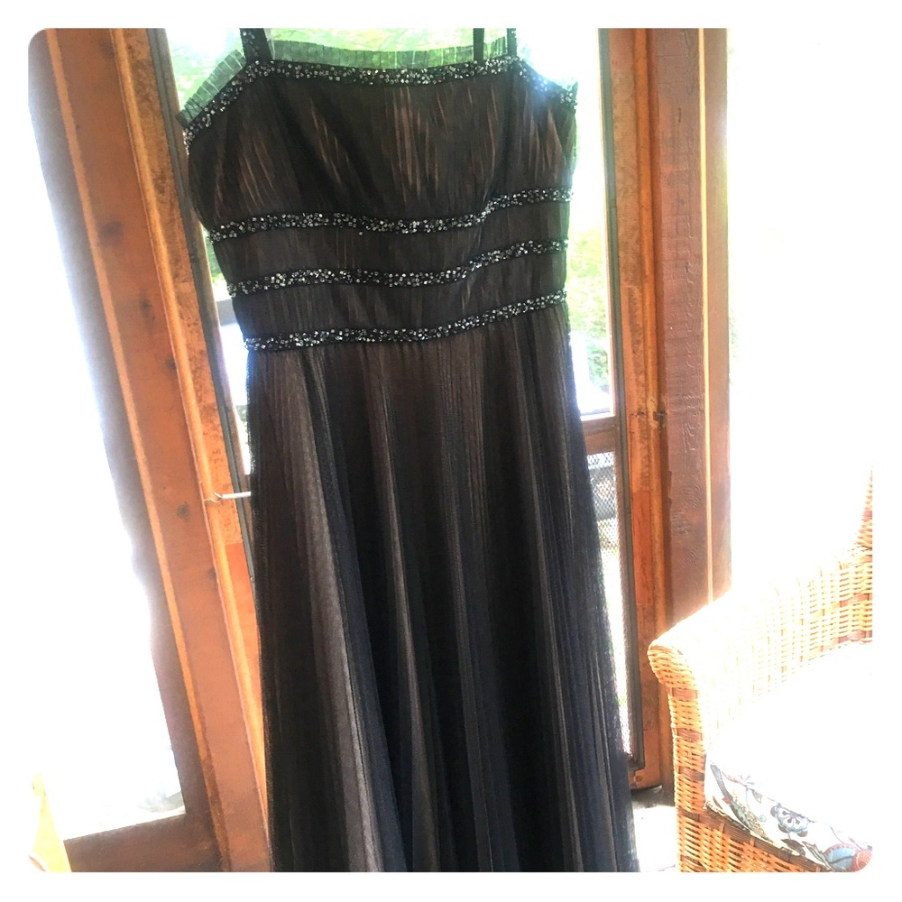 Stunning BCBG black pleated beaded dress